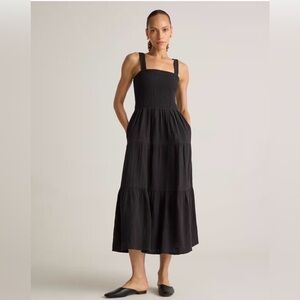 Zara Black Smocked Sleeveless Tiered Maxi Dress
